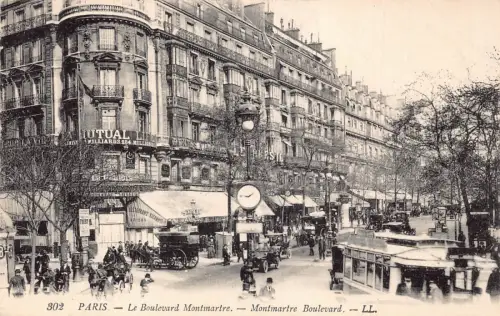 Frankreich Paris Montmarte Boulevard Autos Gegenseitiges Leben Geschäft Restaurant Postkarte