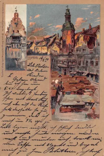 Deutschland Gruss aus Leipzig 1899 Litho Vintage Postkarte
