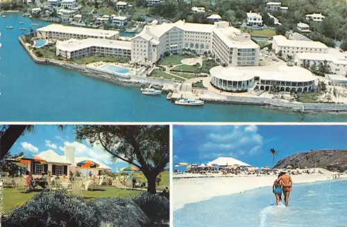 Bermuda 1970 Hamilton Princess Hotel Beach Restaurant Vintage Postkarte