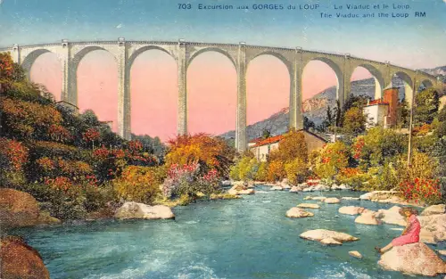 Frankreich Gorges du Loup Viadukt und die Loupbrücke Vintage Postkarte