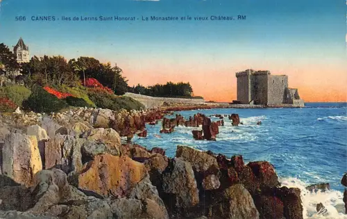 Frankreich Cannes Iles de Lerins Saint Honorat Kloster Schloss Vintage Postkarte