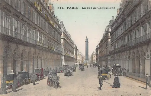 Frankreich 1907 Paris Rue de Castiglione Autos Oldtimer Postkarte