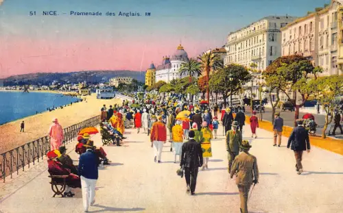 Frankreich Schöne Promenade des Anglais Beach Vintage Postkarte