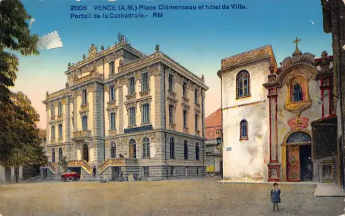 Frankreich Vence Place Clemenceau Rathaus Kathedrale Vintage Postkarte
