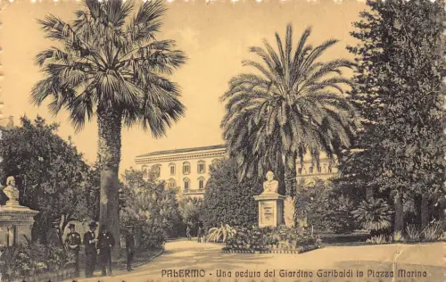Italien Palermo Giardino Garibaldi in Piazza Marina Gardens Vintage Postkarte