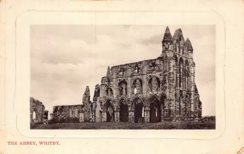 B006 England The Abbey Whitby Passepartout Vintage Postkarte