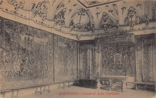 A991 Spanien Santiago Kathedrale Sala Kapitular Kathedrale Vintage Postkarte
