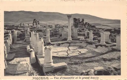 B009 Marokko Volubilis Vue d'ensemble et grand Bassin Ruinen Vintage Postkarte