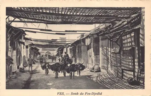 B009 Marokko Fes souk de Fes Djediden Esel Vintage Postkarte