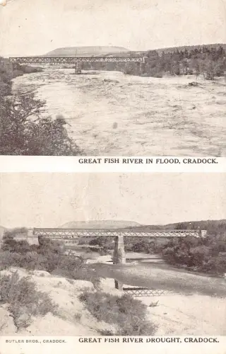 Südafrika Great Fish River in Flood and Dürre Bridges Cradock Postkarte