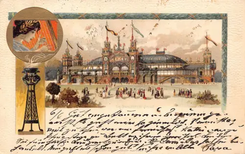 L554 Jugendstil Deutschland Saengerfest Halle 1903 Litho Vintage Postkarte