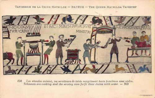 Königin Mathilda Wandteppich Fleisch Kochen Servieren Männer Erfüllen Pflichten Postkarte