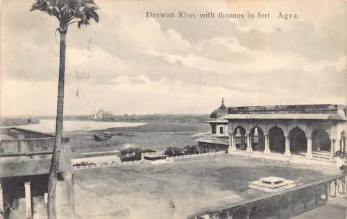 Indien 1915 Deewan Khas mit Thronen im Fort Agra Postkarte