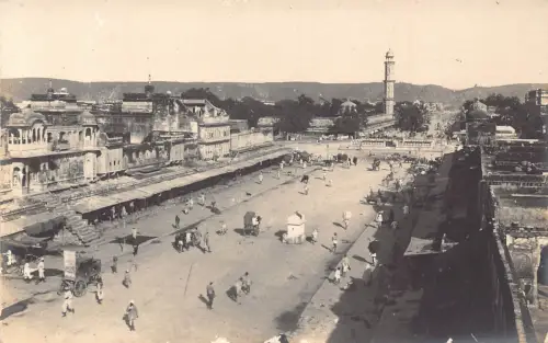 Indien Platz im Stadtzentrum Jaipur RPPC Vintage Postkarte