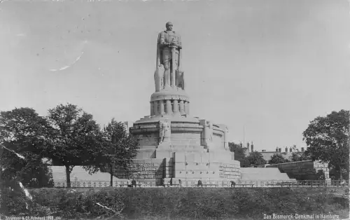 Deutschland 1908 Das Bismarck Denkmal in Hamburg Denkmal Vintage Postkarte