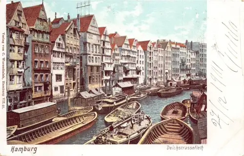 Deutschland Hamburg 1901 Deichstraßefleth Boote Vintage Postkarte