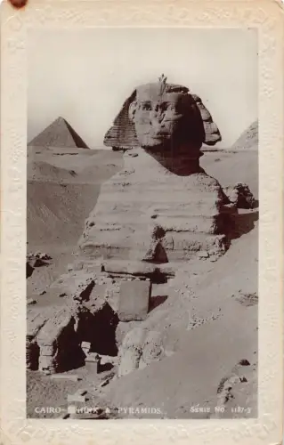 Ägypten Kairo Sphinx und Pyramiden Passepartout Vintage Postkarte