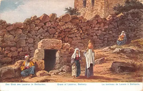 Israel Grab des Lazarus Bethanien Ureinwohner lange Pfeife Keramik Vintage Postkarte