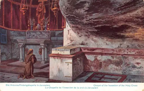 Israel Jerusalem Kapelle der Erfindung des Heiligen Kreuzes Priester Vintage Postkarte