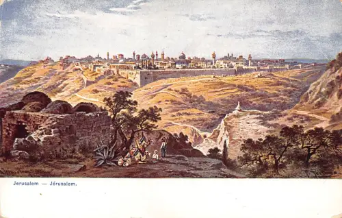 Israel Jerusalem Gesamtansicht Vintage Postkarte