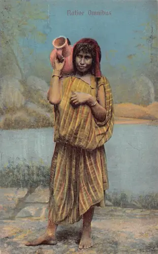 Ägyptens Ureinwohner Omnibus Mädchen in traditioneller Tracht ethnische Keramik Postkarte