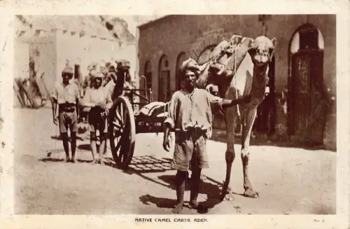 A613 Jemen Aden Indianer Kamelkarren Ethno RPPC Postkarte