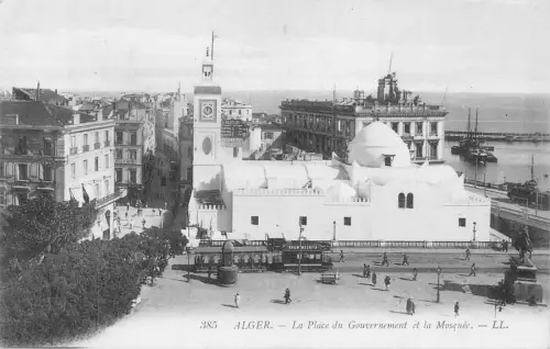 A614 Algerien Alger Algier Place du Gouvernement Moschee Straßenbahn Postkarte
