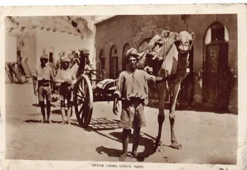 A613 Jemen Aden Ureinwohner Kamelkarren Ethno Folk RPPC Postkarte
