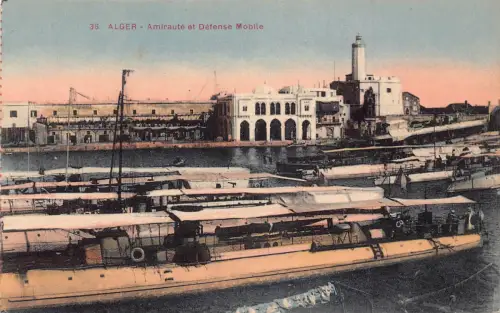 A614 Algerien Algier Alger Amiraute et Defense Mobile Boats Vintage Postkarte