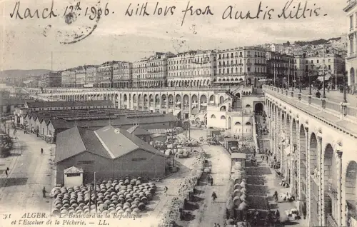 A614 Algerien Alger Algier 1906 Bd de Republique l'Escalier Pecherie Postkarte