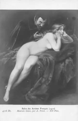 L466 Salon de 1910 Penot - Mauvais Genie Akt gewagte Kunst Postkarte