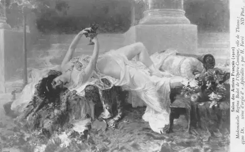L466 Salon de 1910 Aphrodite Oper Regina Badet von Farr Akt gewagte Kunst Postkarte