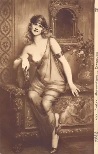 L467 Salon de Paris Martin Kavel Tänzer Akt gewagte Kunst Vintage Postkarte