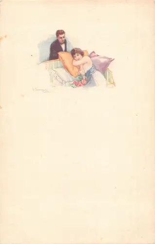 L468 Fashion Glamour Couple signed Bompard Vintage Postkarte