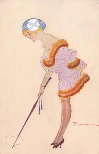 L468 Glamour Bonora 1918 Herz Mode Dame gewagte Vintage Postkarte