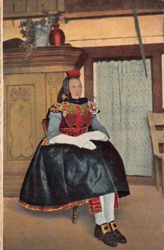 B011 Deutsche Tracht Hessische Schwaelmerinerin Mädchen Volkszucht Postkarte