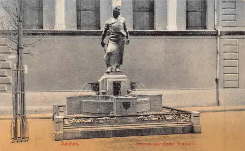 B010 Deutschland Aachen Denkmal Wehrhalter Schmierd Brunnen 1919 Postkarte
