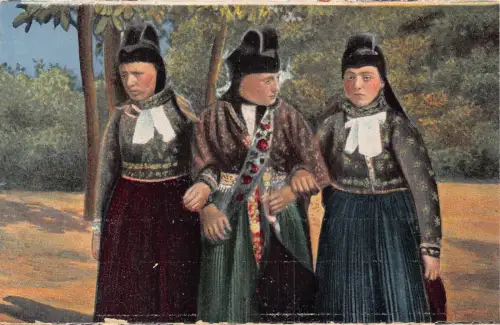 B011 Deutschland Hessische Tracht Bottenherner Gegend Bauern Volks Postkarte