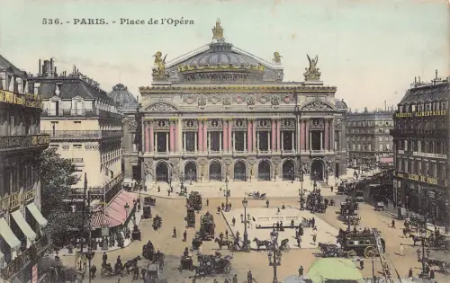 C100 Frankreich Paris Place de l'Opera 1905 Vintage Postkarte