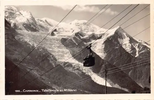 A637 Frankreich Chamonix Mont Blanc Seilbahn RPPC Oldtimer Postkarte