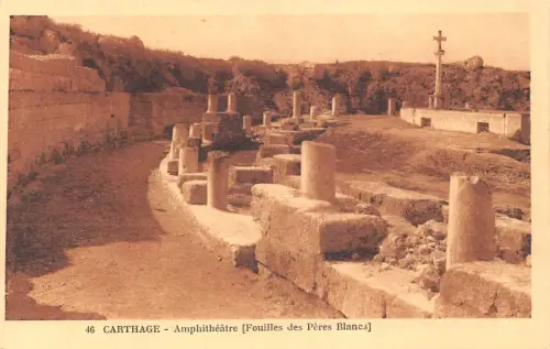 A637 Tunesien Karthago Amphitheater Vintage Postkarte