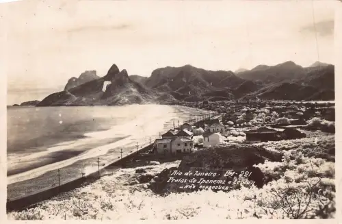 B014 Brasilien Rio de Janeiro Praias de Ipanema e leblon RPPC Vintage Postkarte