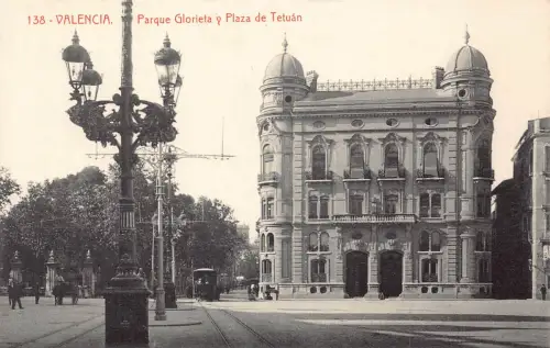 B017 Spanien Valencia Parque Glorieta y Plaza de Tetuan Park Vintage Postkarte