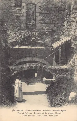 B023 Israel Jerusalem Pool von Bethesda Überreste antiker Kirche Postkarte