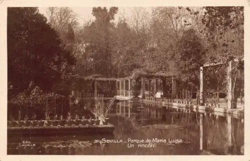B017 Spanien Sevilla Sevilla Parque de Maria Luisa un rincon Park RPPC Postkarte