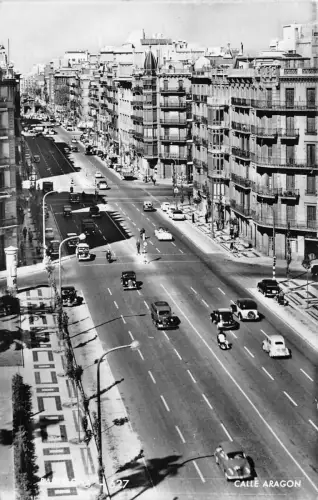 A641 Spanien 1962 Barcelona Calle Aragon Autos RPPC Vintage Postkarte