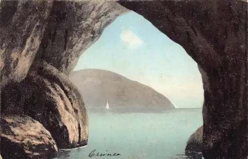 A642 Russland Krim Goursouf Grotte de Pouchkine Höhle Vintage Postkarte