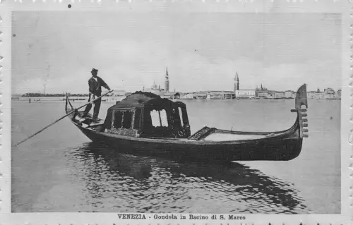 A652 Italien Venezia Venedig Gondel in Bacino di S Marco Vintage Postkarte