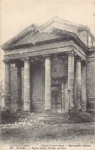 A656 Frankreich Arras Eglise Saint Nicolas en Cite Kirche Katastrophe 1. Weltkrieg Postkarte