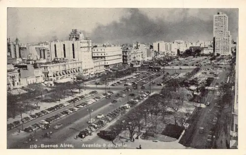 A667 Argentinien Buenos Aires Avenida 9 de Julio Autos Oldtimer Postkarte